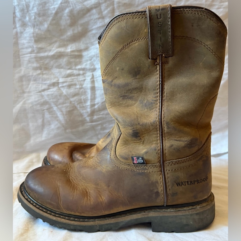 JUSTIN ORIGINAL WORKBOOTS SE4960 Wellington Boot US 8.5D Tan Leather Western